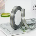 Silver grey satin ribbon roll with 1cm gold edge for gift wrapping and hair accessories - Gray