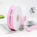 Pink Happy Birthday organza ribbon roll with elegant black text for gift wrapping - Happy Birthday / Pink