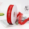 Red 2.2cm chiffon ribbon with white Forever Love print for gift wrapping and DIY crafts - FOREVER LOVE / Red