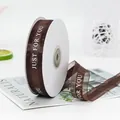 2.2cm coffee organza ribbon with Just For You print on a roll for gift wrapping - Just For You / Coffee