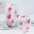 Christmas ribbon rolls with red reindeer and snowflake patterns for gift DIY packaging - White Organza Ribbon