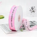 Pink 2.2cm organza ribbon with Best Wishes For You print for gift wrapping - BEST WISHES FOR YOU / Pink