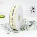 Cream 22mm sheer ribbon with black Best Wishes printing on a standard white roll - BEST WISHES FOR YOU / Off White