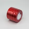 Single roll of bright red satin ribbon with metallic glossy finish for gift wrapping - Single Roll Pack / Red