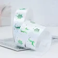 White Christmas ribbon roll with green foil reindeer and snowflake patterns for DIY gift wrapping - White Green Reindeer Snowflake