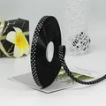 Black polyester ribbon roll with white polka dots for gift wrapping and DIY crafts - Satin Polka Dot Style / Black