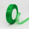 1.5cm lime green sheer organza ribbon roll for gift wrapping and DIY crafts - Green
