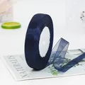 Navy blue 1.5cm organza ribbon on roll for gift wrapping and DIY crafts with sheer texture - Dark Blue