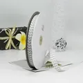 Roll of grey and white herringbone pattern polyester ribbon for gift wrapping - Grosgrain Wave Style / Grey White Wave