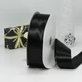 Polyester black satin ribbon roll for luxury gift wrapping and wedding decoration - Double Sided Satin Style / Black