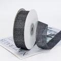 Sparkling dark gray glitter ribbon roll for gift wrapping and Christmas DIY decoration - Black Silver