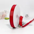 Red grosgrain ribbon roll 25mm for gift wrapping and DIY crafts on white background - Screw Back / Red