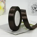 Deep chocolate brown satin ribbon roll for elegant gift wrapping and DIY crafts decor - Satin Style / Dark Coffee