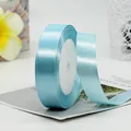 Sky blue polyester satin ribbon roll for gift wrapping and wedding decorations - Satin Style / Light Blue