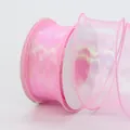 Ruban queue de poisson rose iridescent de 4 cm pour bouquets et nœuds décoratifs - Rose Holographique