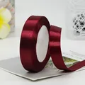 Single roll of wine red satin ribbon with silk finish for gift wrapping and DIY crafts - Satin Style / Burgundy