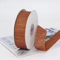 Orange-red metallic glitter ribbon, 3.8cm width on white spool for gift wrapping - Red