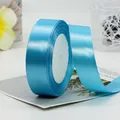 Sky blue satin polyester ribbon roll for elegant gift wrapping and wedding decor - Satin Style / Blue