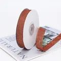 Orange glitter ribbon roll for gift wrapping and Christmas decorations - Red