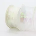 Ruban organza blanc iridescent de 4cm pour emballages cadeaux et bouquets floraux - Beige Dégradé