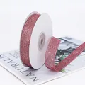 Red and silver glitter decorative ribbon roll for gift wrapping and Christmas DIY - Rose Red
