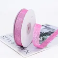 Pink glitter ribbon roll 1.5cm wide for gift wrapping and Christmas decorations - Hot Pink