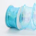 Ruban organza bleu clair iridescent avec bord métallique pour décoration florale - Bleu Ciel Irisé