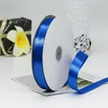 Royal blue satin ribbon roll for gift wrapping and wedding decorations with silky finish - Card Pack Satin Style / Blue