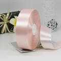 Pink satin polyester ribbon roll with smooth glossy finish for luxury gift wrapping - Satin Style / Rice Pink
