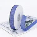 Nastro metallico blu scuro glitterato su rocchetto bianco per regali e decorazioni - Blu