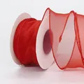 Rol rood organza vissenstaartlint voor cadeauverpakkingen en bloemstukken - Op Rol / Rood