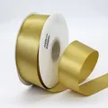 Cinta de raso de poliéster oro oscuro de 4 cm para envolver regalos y manualidades de bricolaje - Dorado