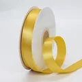 Rollo de cinta de raso de poliéster amarillo brillante para envolver regalos y manualidades - Amarillo Dorado