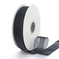 Zwart 3cm chiffon organza lint op rol met doorschijnende textuur voor geschenken - Zwart