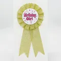 Escarapela de Birthday Girl con purpurina dorada y cintas para celebraciones - Estilo Birthday Girl / Dorado