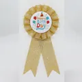 Sparkling gold glitter ribbon birthday badge with Happy Birthday balloon design - Yellow