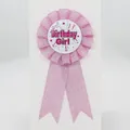 Badge rose scintillant avec texte Birthday Girl pour fêtes et anniversaires d'enfants - Rose