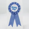 Badge d'anniversaire bleu avec rubans scintillants pour décoration de fête d'enfant - Bleu