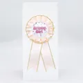 Chapa de cinta rosa Birthday Girl con borde dorado en tarjeta de cartón - Rosa Champaña
