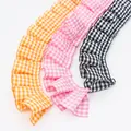 Plaid ruffled lace ribbons in orange pink and black checkered patterns for DIY sewing - Standard Length Style / Multicolor Combo