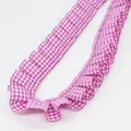 Pink and white gingham ruffle ribbon trim for DIY clothing and decorative crafts - Standard Length Roll / Rose Red