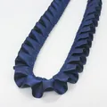 Navy blue ruffled satin ribbon 2.5cm wide with elegant pleated texture for DIY sewing - Dark Blue