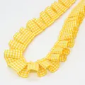 Yellow gingham ruffled lace ribbon with decorative 2.5cm plaid pleats for DIY crafts - Gold Yellow