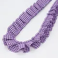 Purple and white gingham ruffled ribbon trim for DIY clothing and crafts projects - Purple