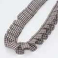 Brown and white gingham ruffled ribbon with 2.5cm width for DIY clothing accessories - Coffee