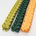 2.5cm pleated ruffled satin ribbons in olive green, dark green, and bright orange - Standard Type