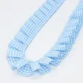 2.5cm wide light blue gingham pleated ribbon for DIY sewing and clothing accessories - Light Blue