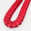 Vibrant red 2.5cm ruffled polyester ribbon with central stitching for DIY garment trim - Extended Version / Red