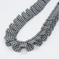Black and white checkered ruffled ribbon trim made of pleated fabric for DIY clothing - Black