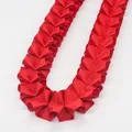 Vibrant red 2.5cm ruffled pleated satin ribbon with decorative wave edges for DIY sewing - Extended Version / Ruby Red